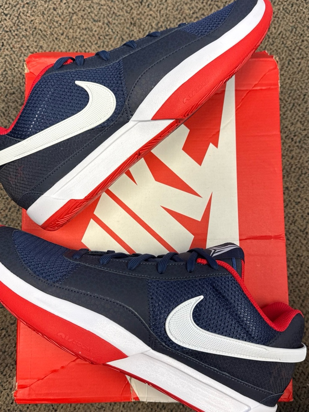 Nike Ja 1 USA - Men’s Navy White Red Athletic Sneakers